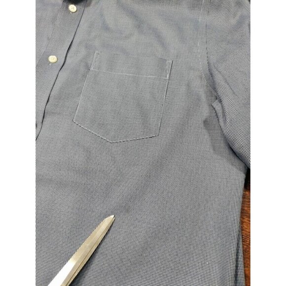 Banana Republic Slim Non-Iron Cotton Micro-Houndstooth Button-Down Shirt Blue L - Picture 10 of 12